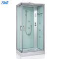 Frameless steam shower bath enclosure cabin in home